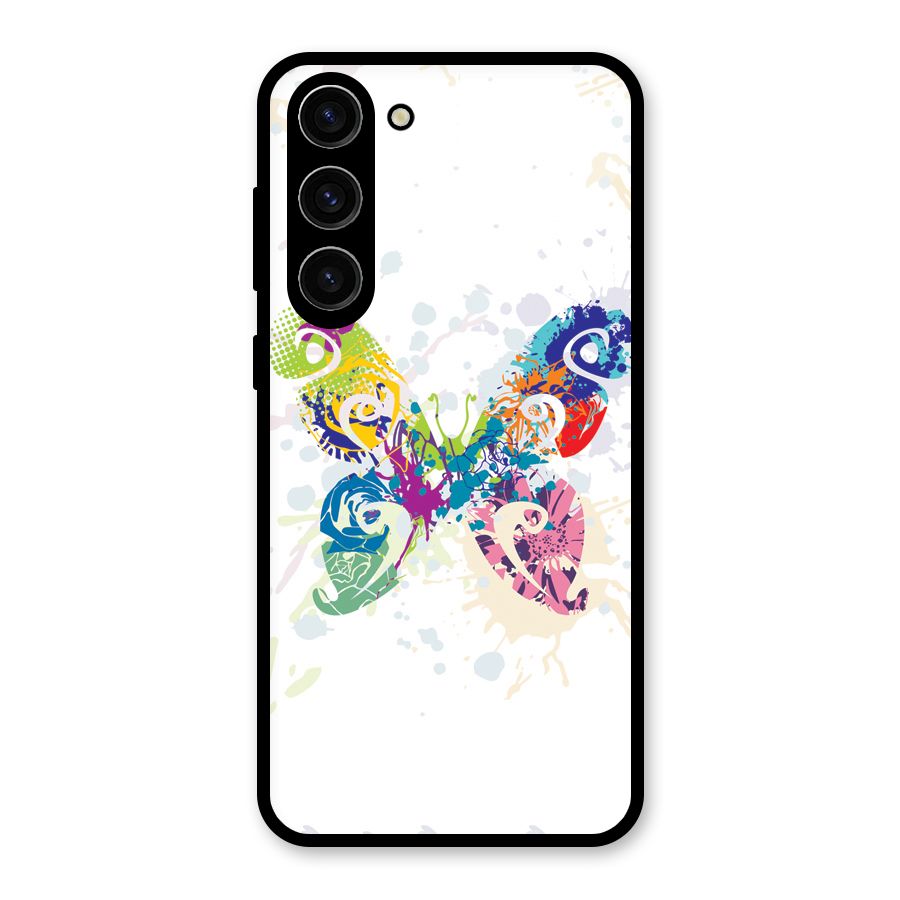 Abstract Butterfly Glass Back Case for Galaxy S23 Plus