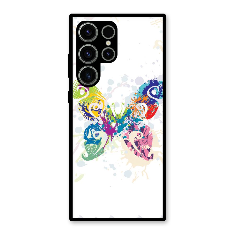 Abstract Butterfly Glass Back Case for Galaxy S23 Ultra