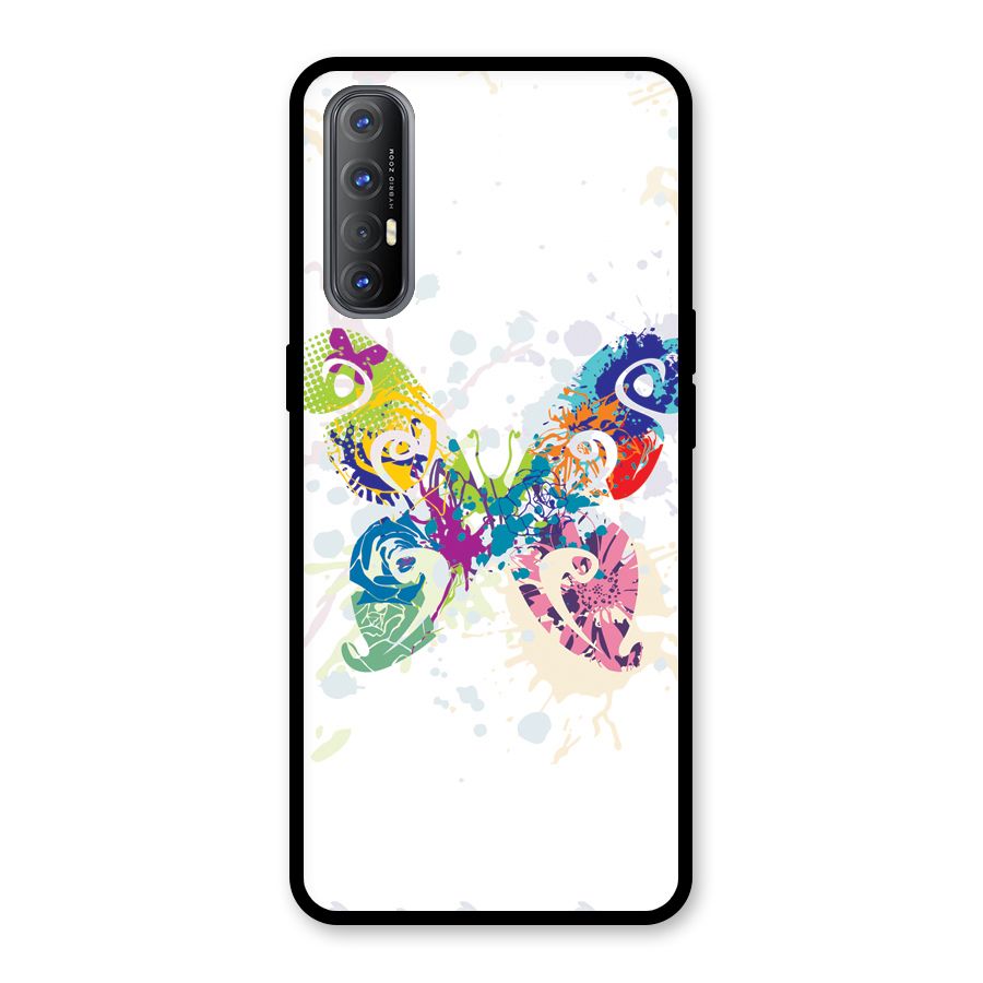 Abstract Butterfly Glass Back Case for Oppo Reno3 Pro