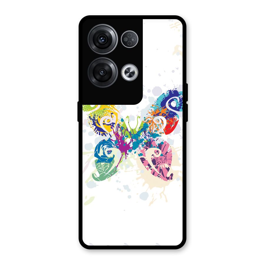 Abstract Butterfly Glass Back Case for Oppo Reno8 Pro 5G