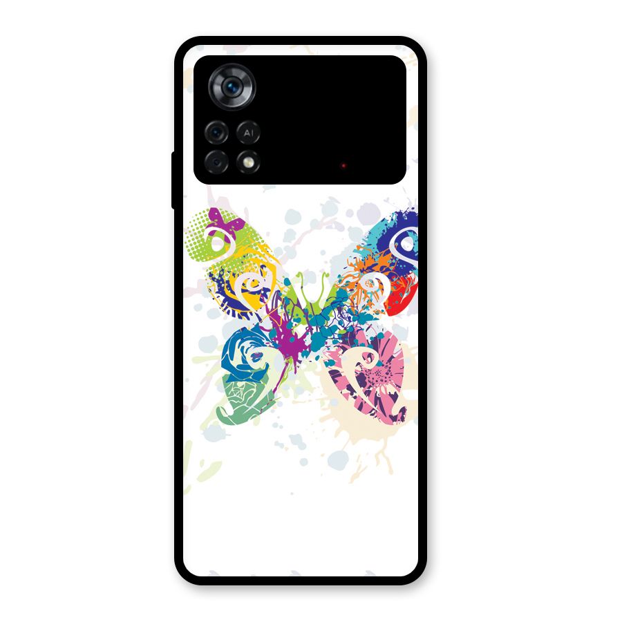 Abstract Butterfly Glass Back Case for Poco X4 Pro 5G