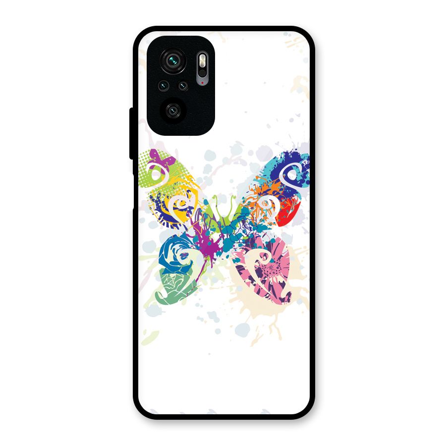 Abstract Butterfly Glass Back Case for Redmi Note 10S