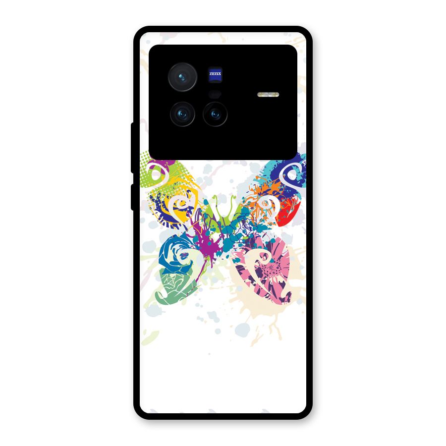Abstract Butterfly Glass Back Case for Vivo X80