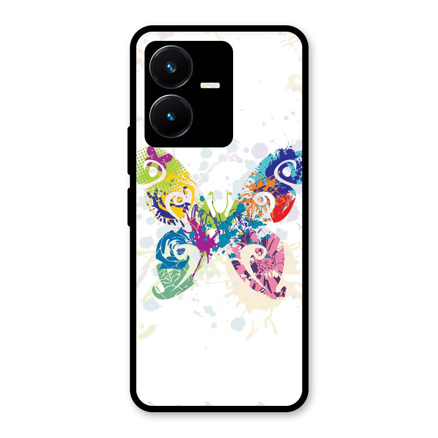 Abstract Butterfly Glass Back Case for Vivo Y22