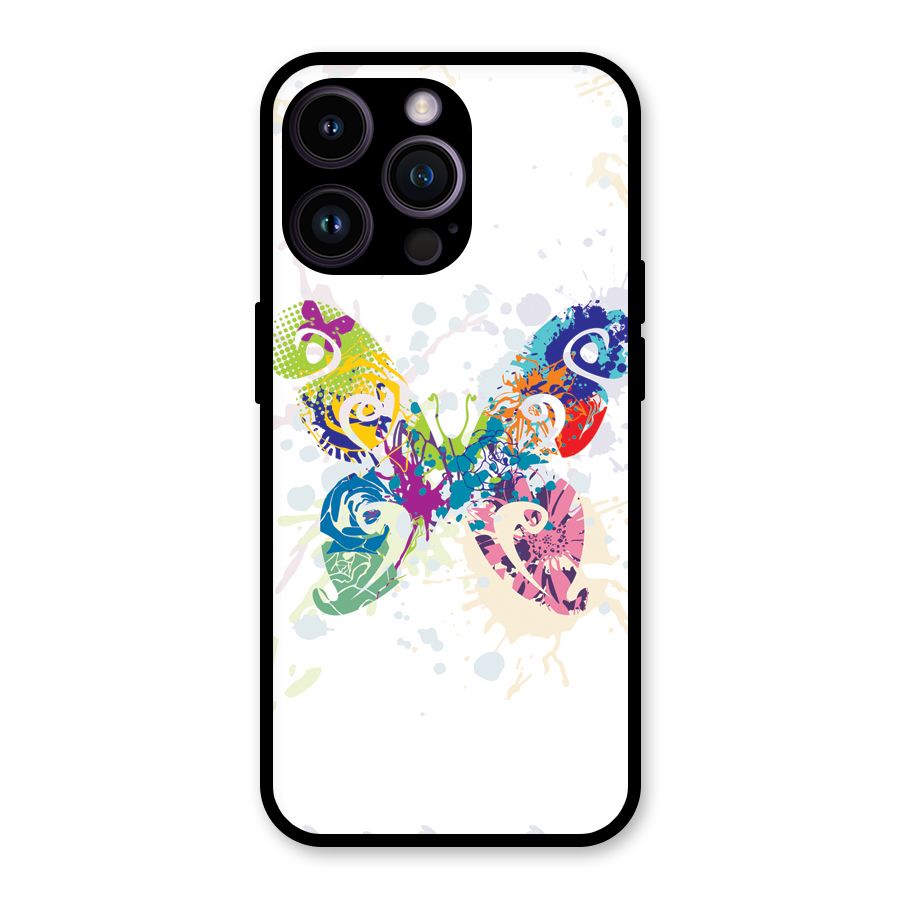 Abstract Butterfly Glass Back Case for iPhone 14 Pro Max