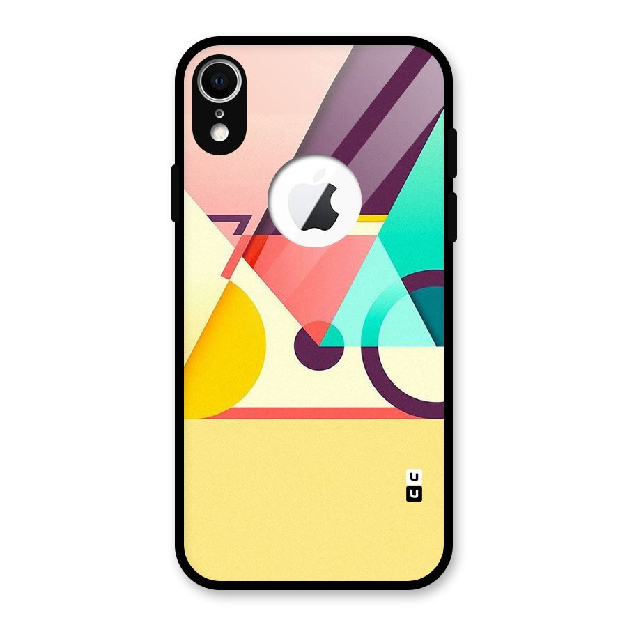 Abstract Cycle Glass Back Case for iPhone XR Logo Cut