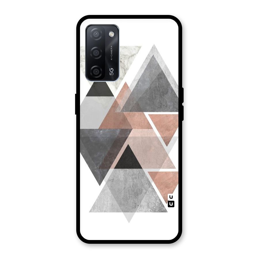 Abstract Diamond Pink Design Glass Back Case for Oppo A53s 5G