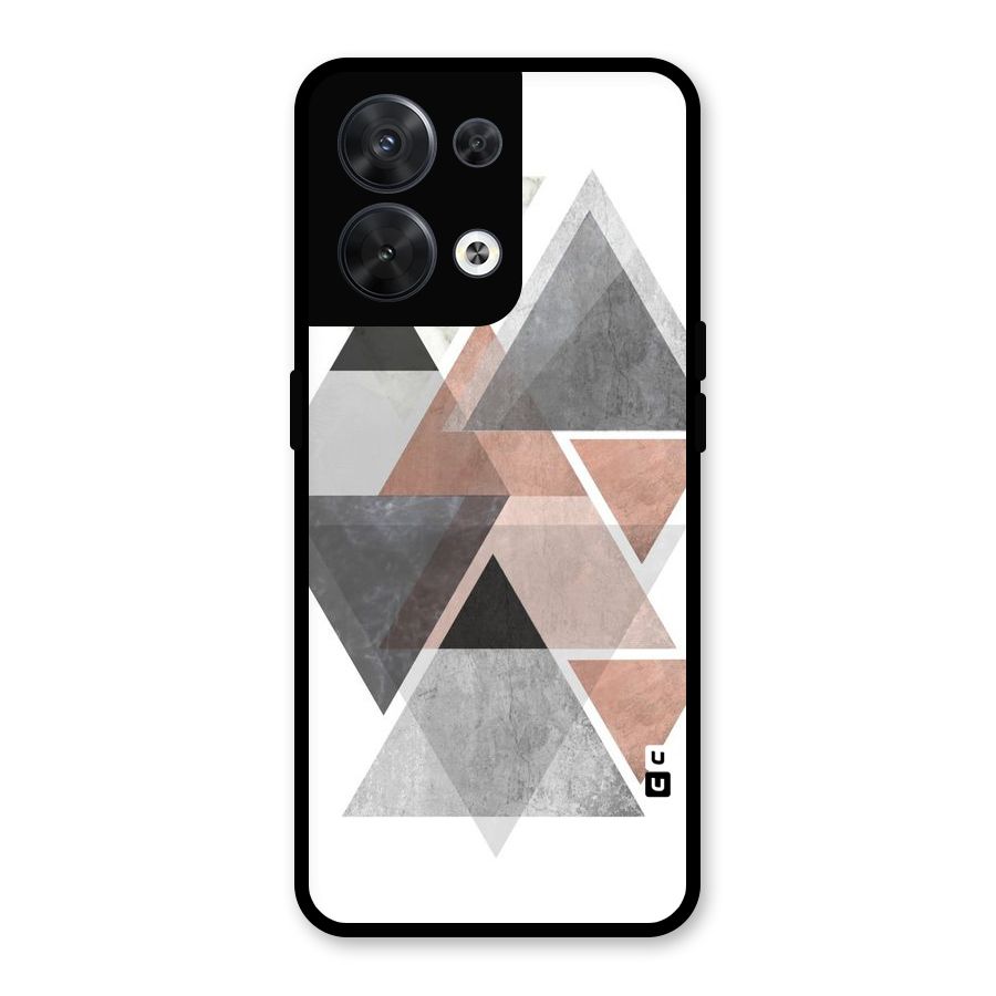 Abstract Diamond Pink Design Glass Back Case for Oppo Reno8 5G