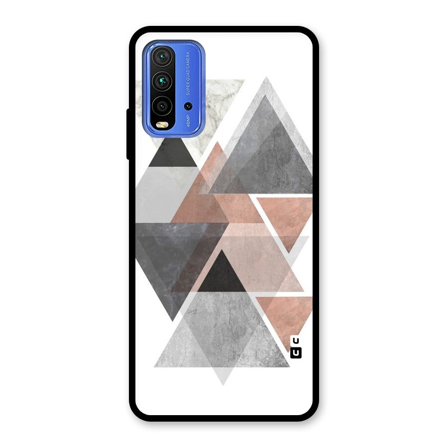 Abstract Diamond Pink Design Glass Back Case for Redmi 9 Power