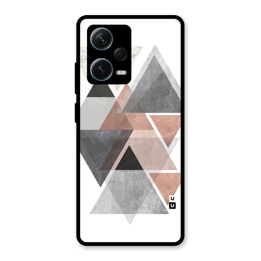 Abstract Diamond Pink Design Glass Back Case for Redmi Note 12 Pro Plus 5G