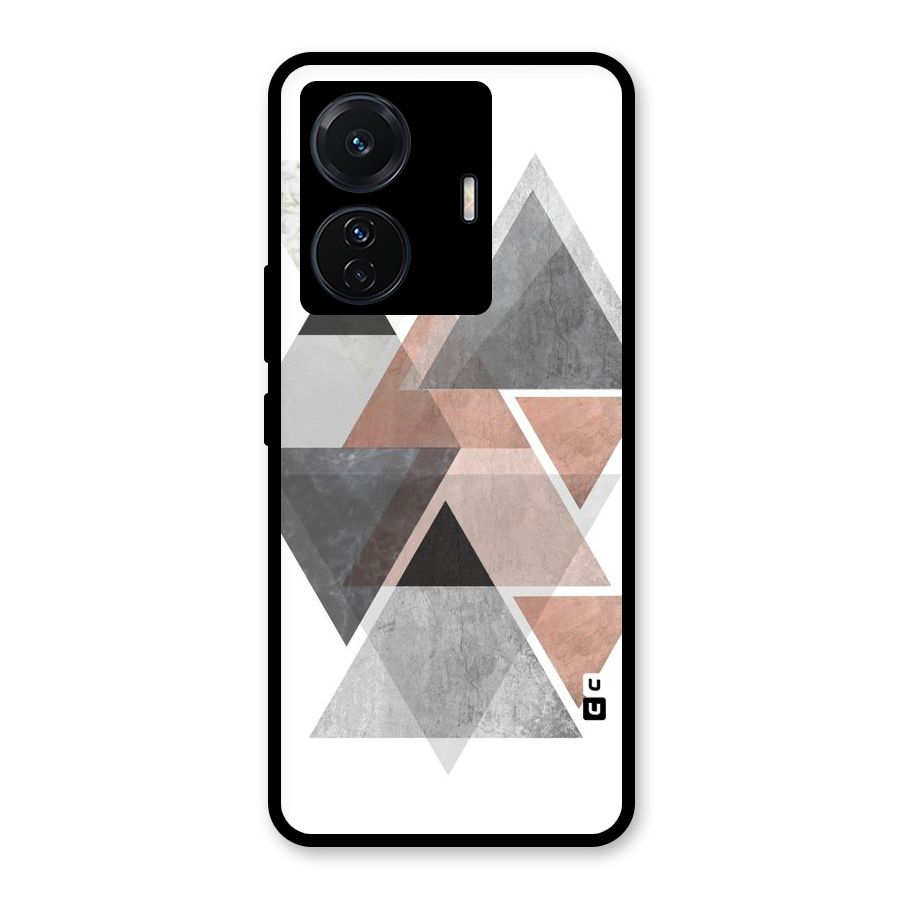 Abstract Diamond Pink Design Glass Back Case for Vivo T1 Pro