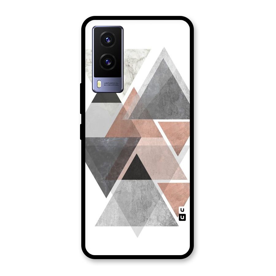 Abstract Diamond Pink Design Glass Back Case for Vivo V21e 5G