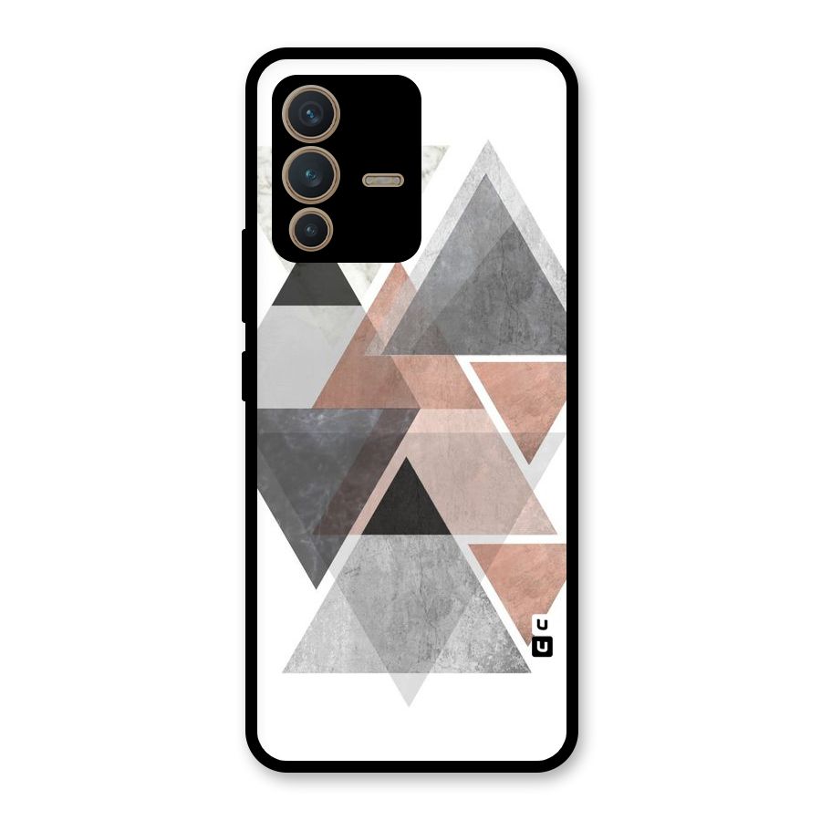 Abstract Diamond Pink Design Glass Back Case for Vivo V23 5G