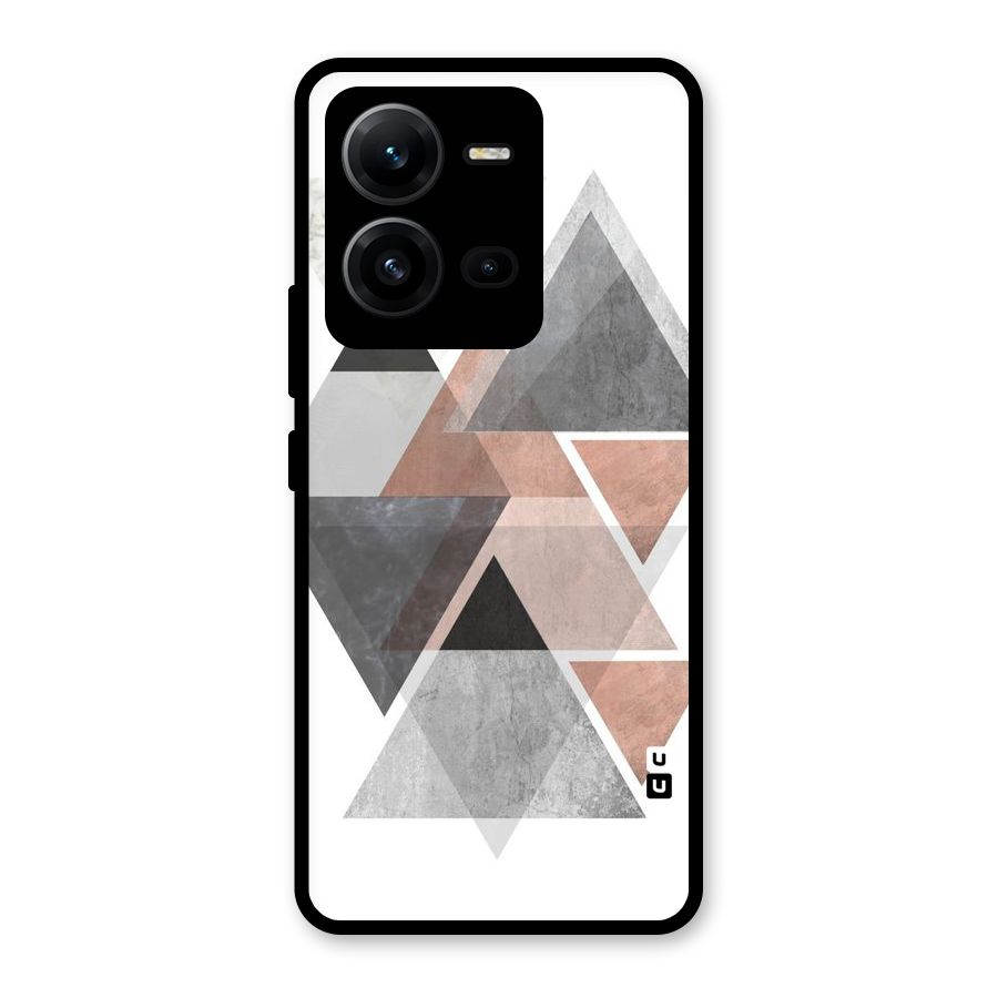 Abstract Diamond Pink Design Glass Back Case for Vivo V25
