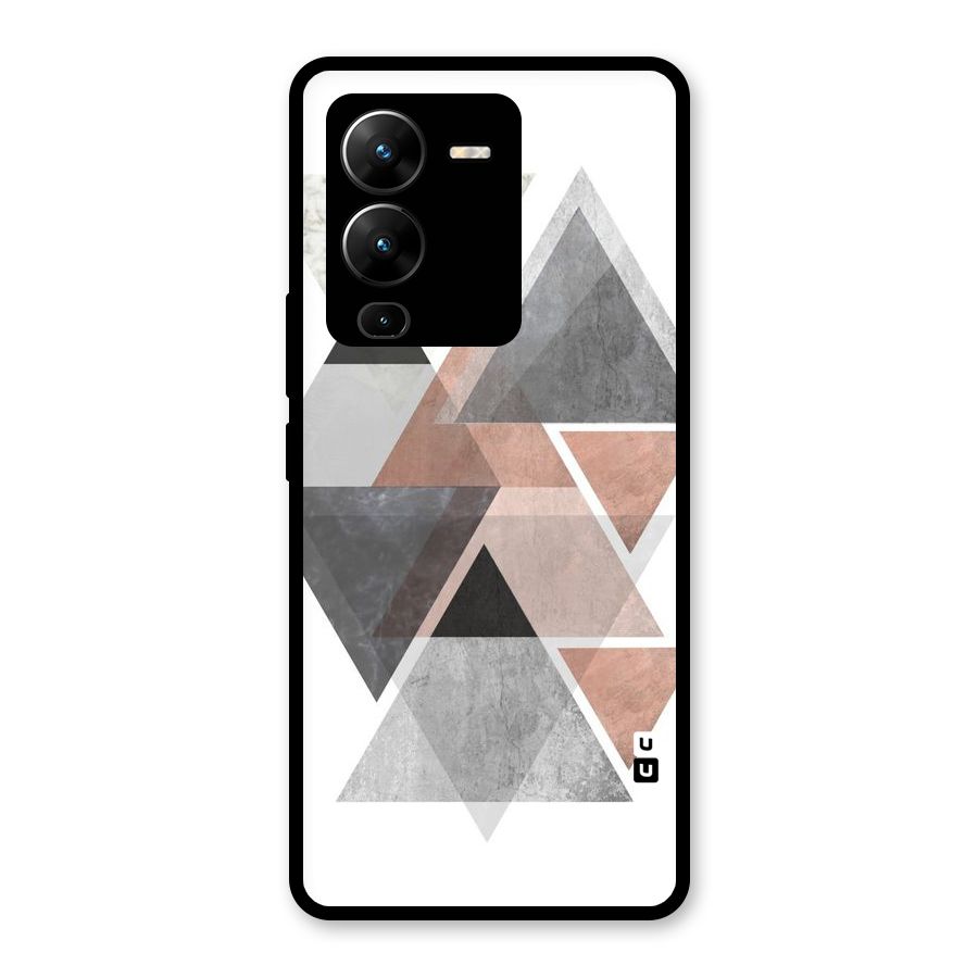 Abstract Diamond Pink Design Glass Back Case for Vivo V25 Pro