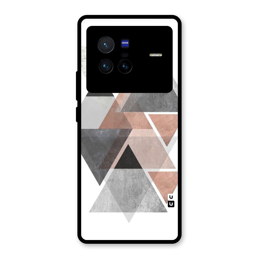 Abstract Diamond Pink Design Glass Back Case for Vivo X80