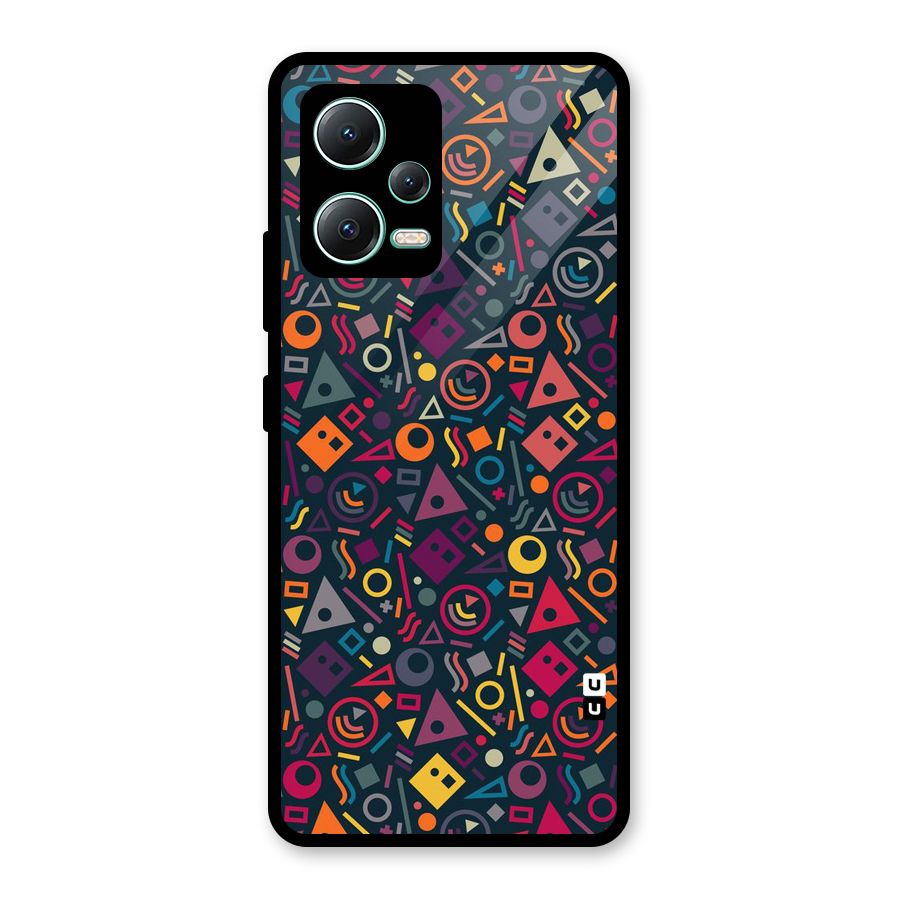 Abstract Figures Glass Back Case for Redmi Note 12 5G