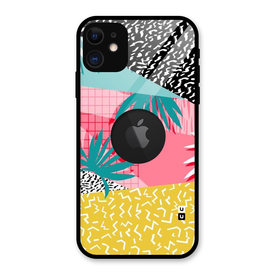 Abstract Grass Hues Glass Back Case for iPhone 11 Logo Cut