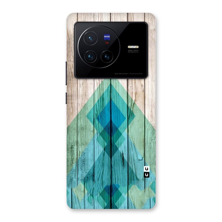 Abstract Green And Wood Back Case for Vivo X80