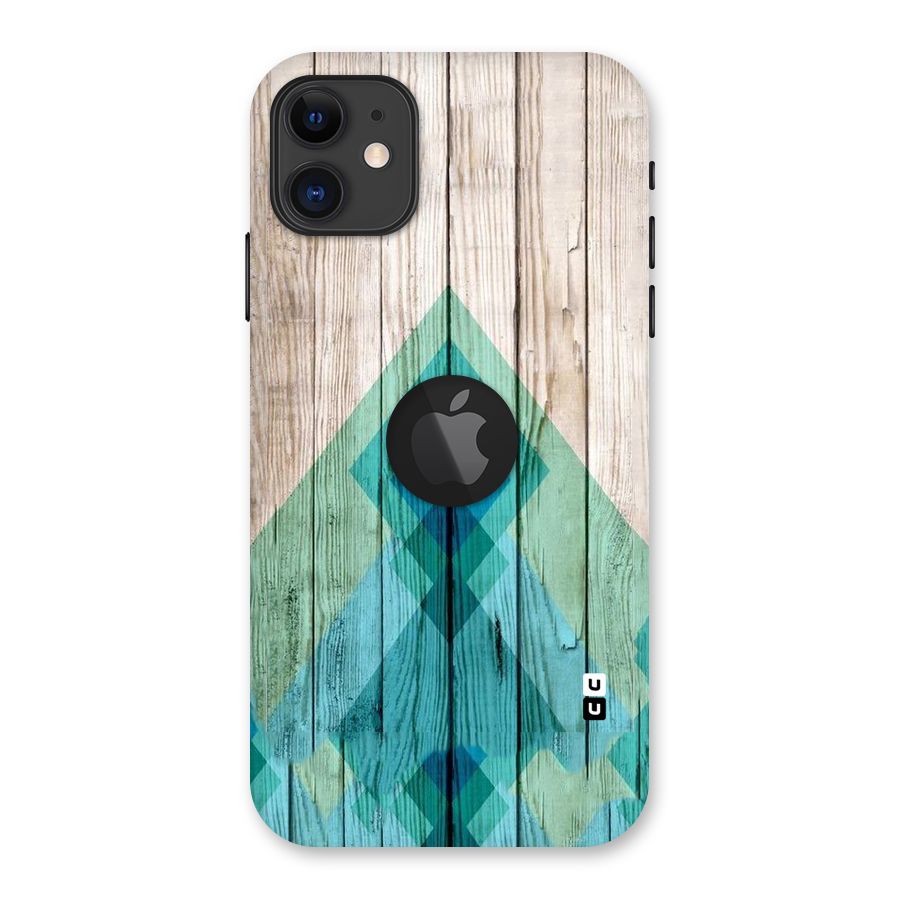 Abstract Green And Wood Back Case for iPhone 11 Logo Cut