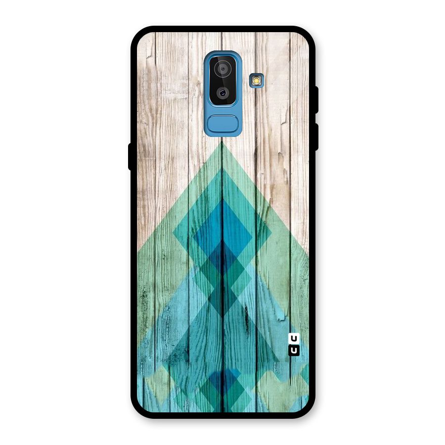 Abstract Green And Wood Glass Back Case for Galaxy J8