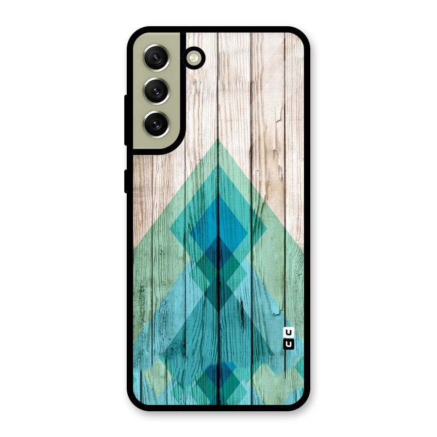 Abstract Green And Wood Glass Back Case for Galaxy S21 FE 5G