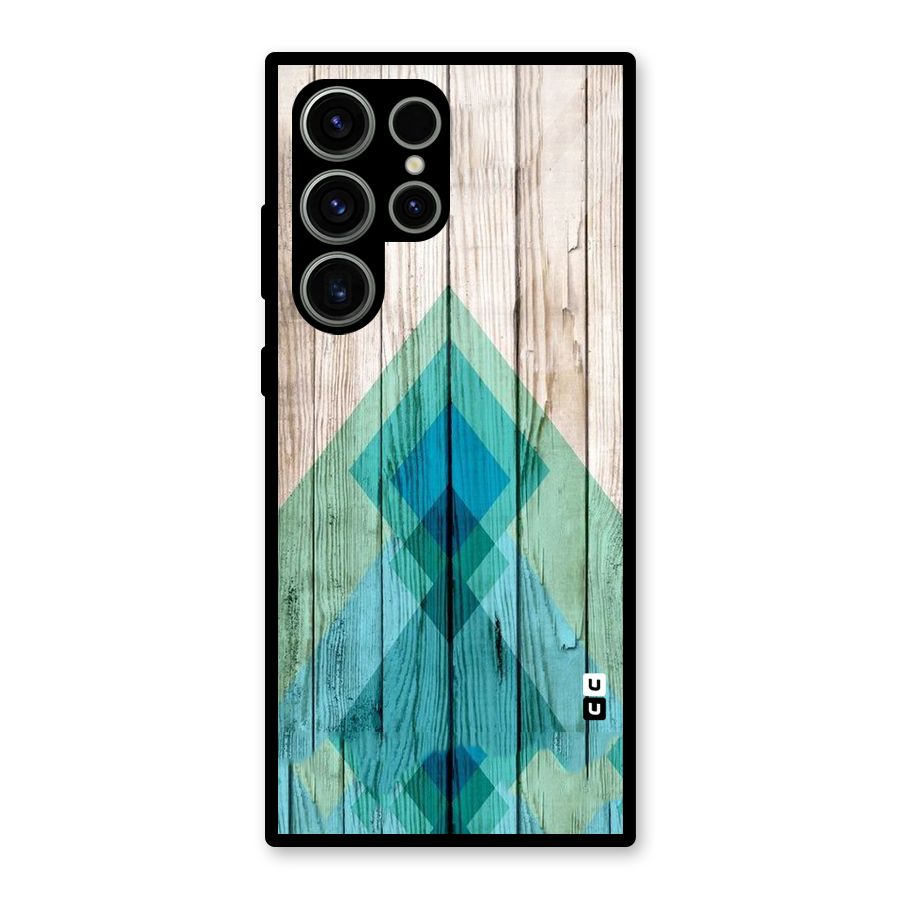 Abstract Green And Wood Glass Back Case for Galaxy S23 Ultra