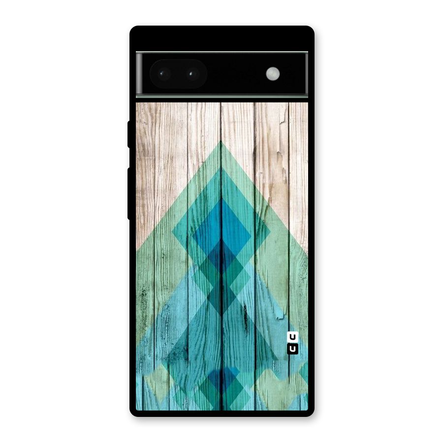 Abstract Green And Wood Glass Back Case for Google Pixel 6a