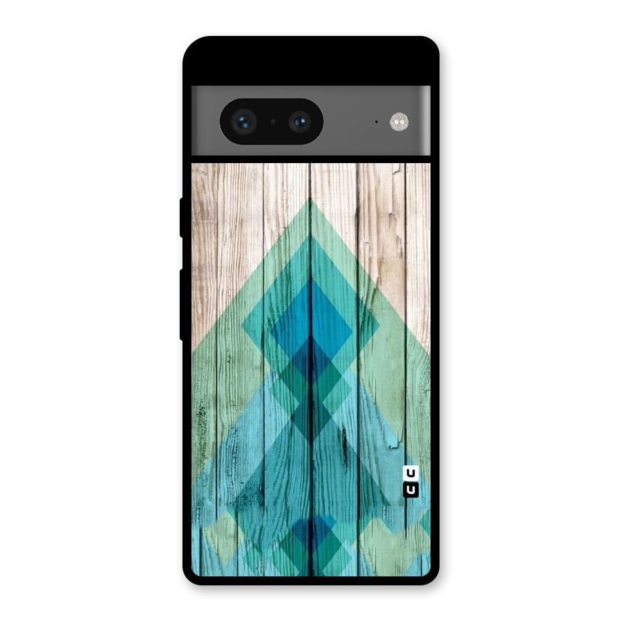 Abstract Green And Wood Glass Back Case for Google Pixel 7
