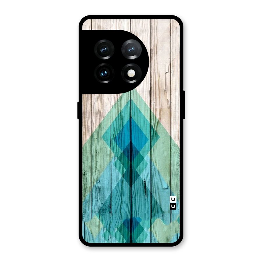 Abstract Green And Wood Glass Back Case for OnePlus 11