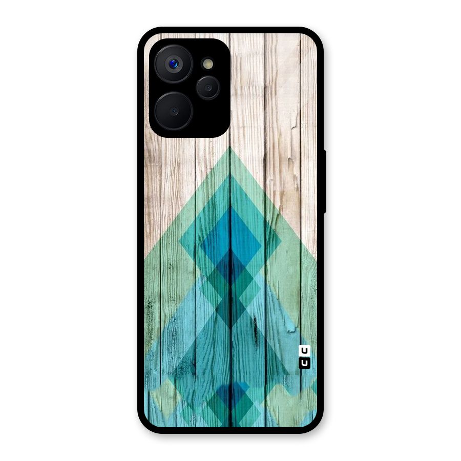 Abstract Green And Wood Glass Back Case for Realme 9i 5G