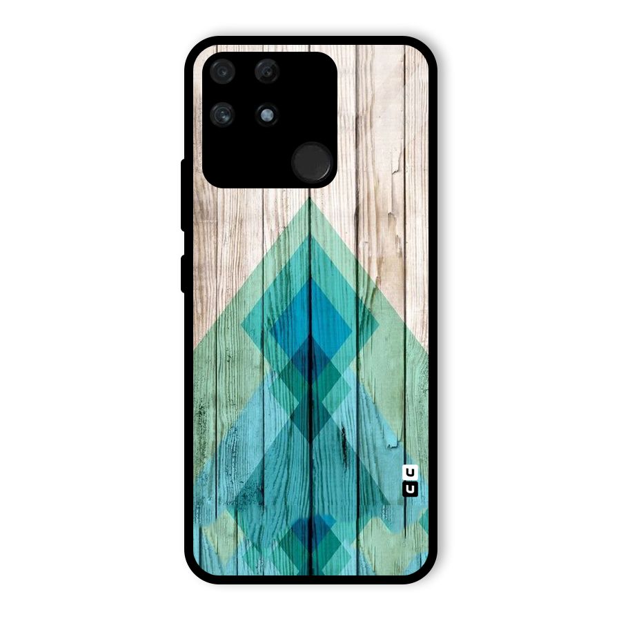 Abstract Green And Wood Glass Back Case for Realme Narzo 50A