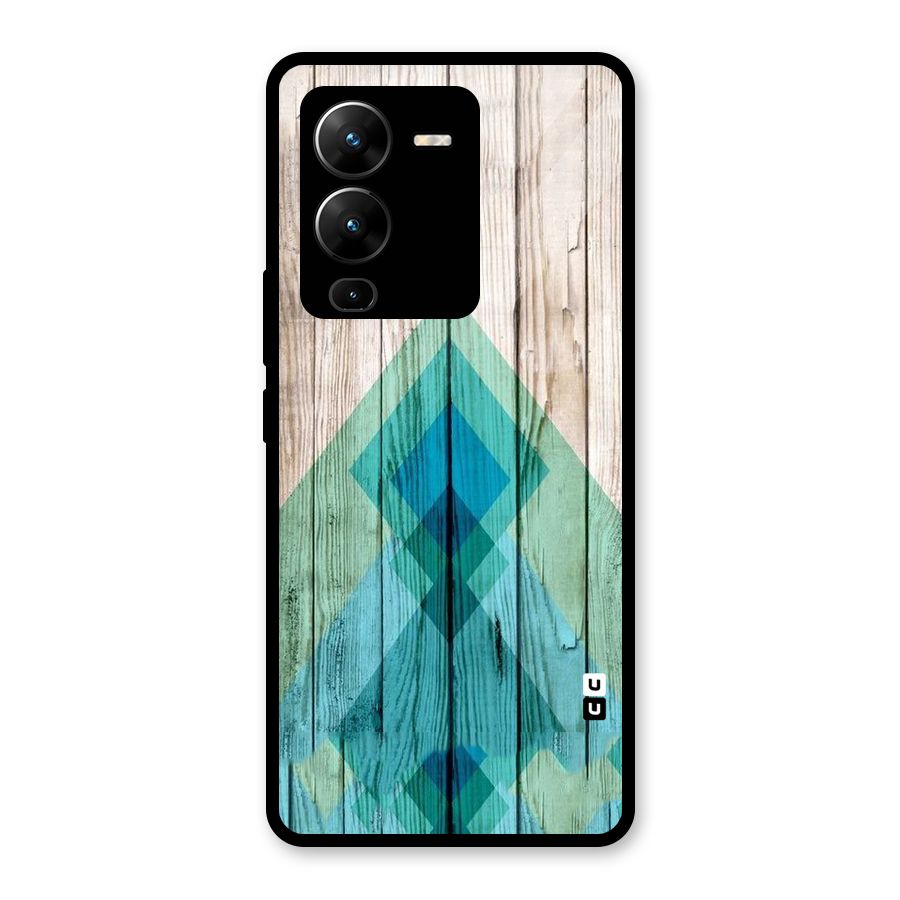 Abstract Green And Wood Glass Back Case for Vivo V25 Pro