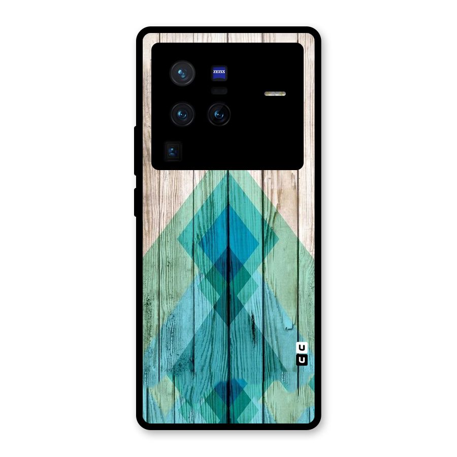 Abstract Green And Wood Glass Back Case for Vivo X80 Pro
