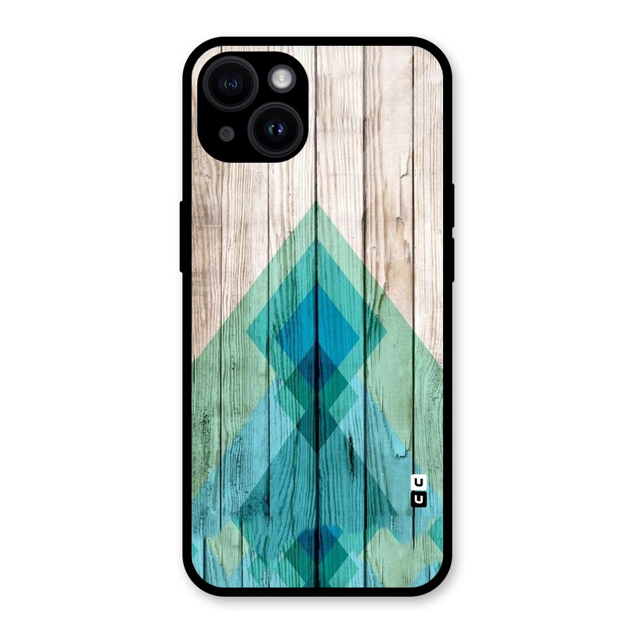 Abstract Green And Wood Glass Back Case for iPhone 14