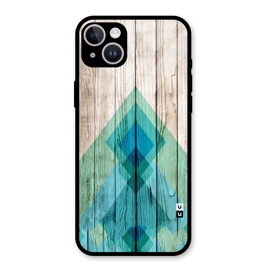 Abstract Green And Wood Glass Back Case for iPhone 14 Plus