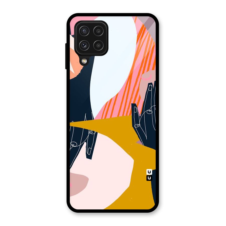 Abstract Hands Glass Back Case for Galaxy A22 4G