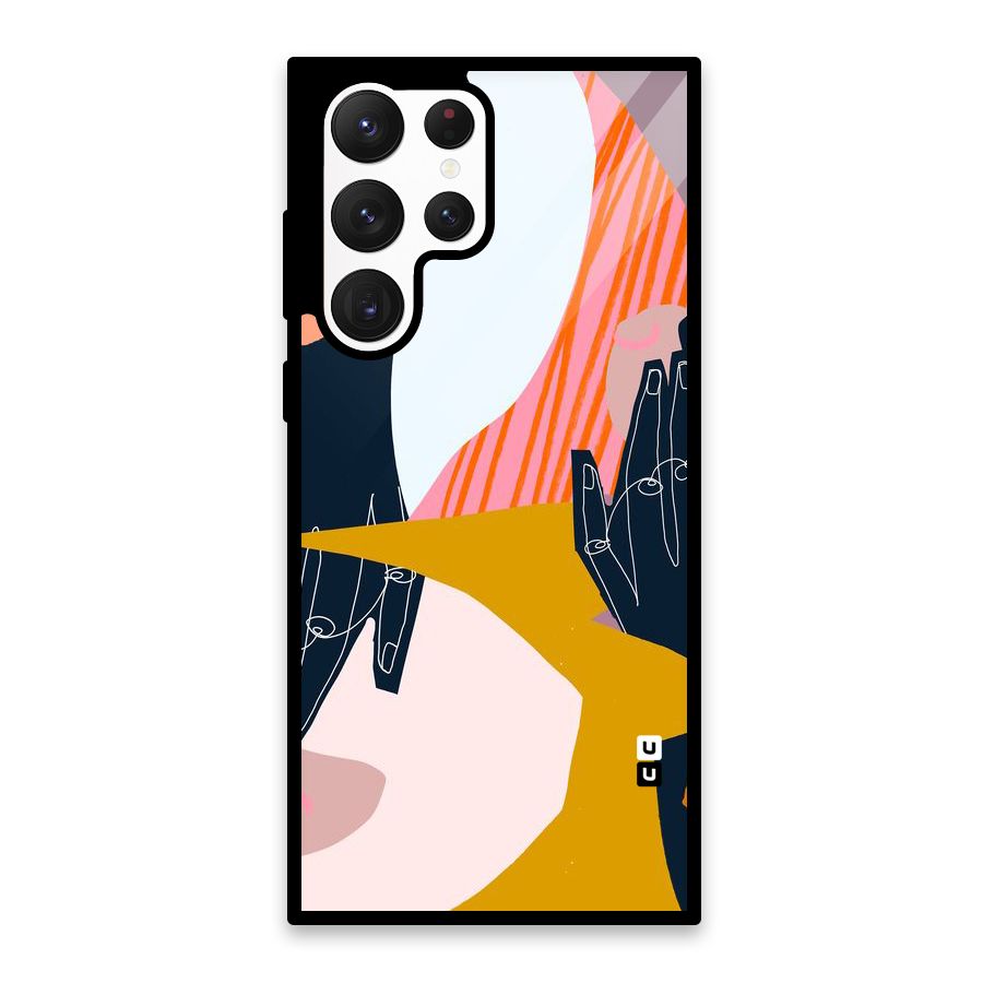 Abstract Hands Glass Back Case for Galaxy S22 Ultra 5G