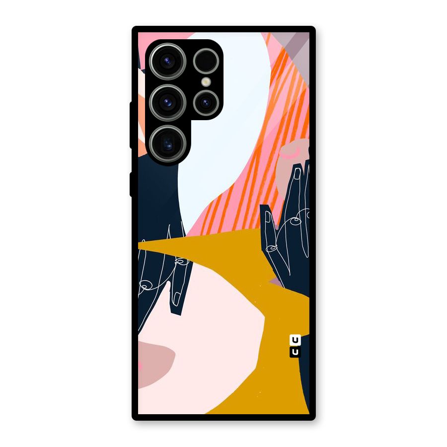 Abstract Hands Glass Back Case for Galaxy S23 Ultra