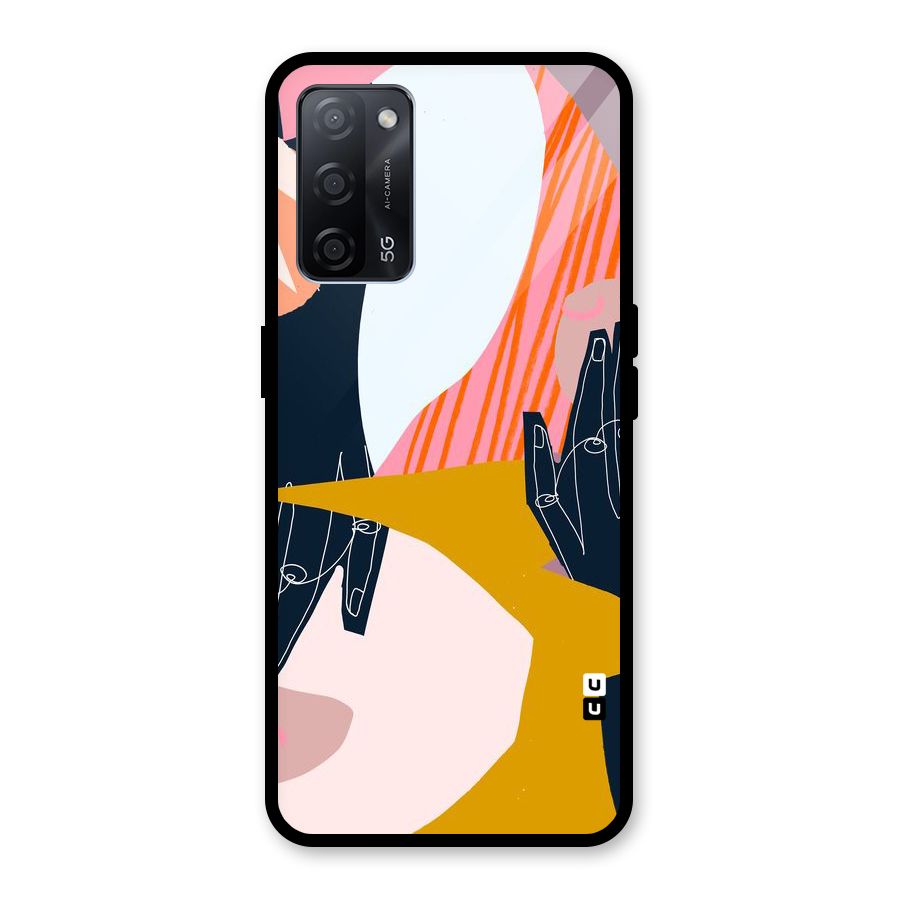 Abstract Hands Glass Back Case for Oppo A53s 5G