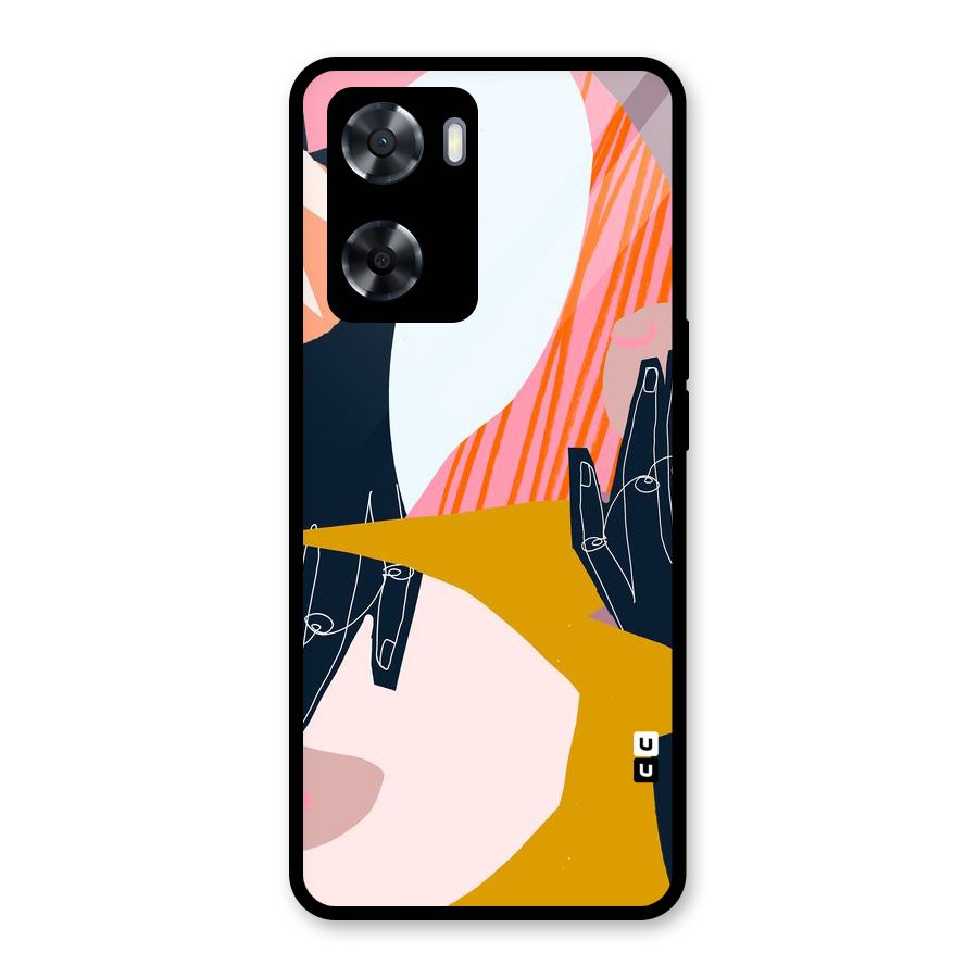 Abstract Hands Glass Back Case for Oppo A57 2022