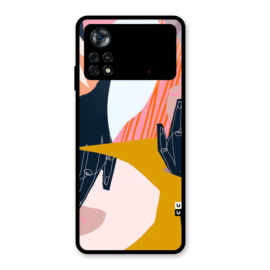 Abstract Hands Glass Back Case for Poco X4 Pro 5G