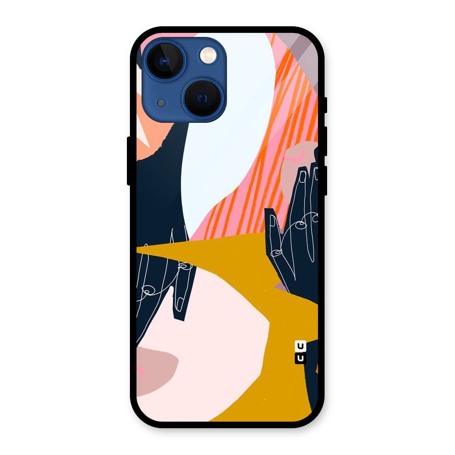 Abstract Hands Glass Back Case for iPhone 13 Mini
