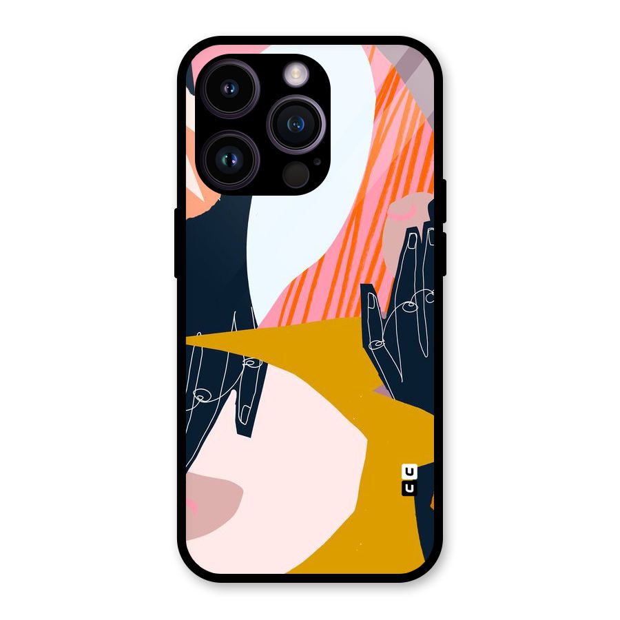 Abstract Hands Glass Back Case for iPhone 14 Pro