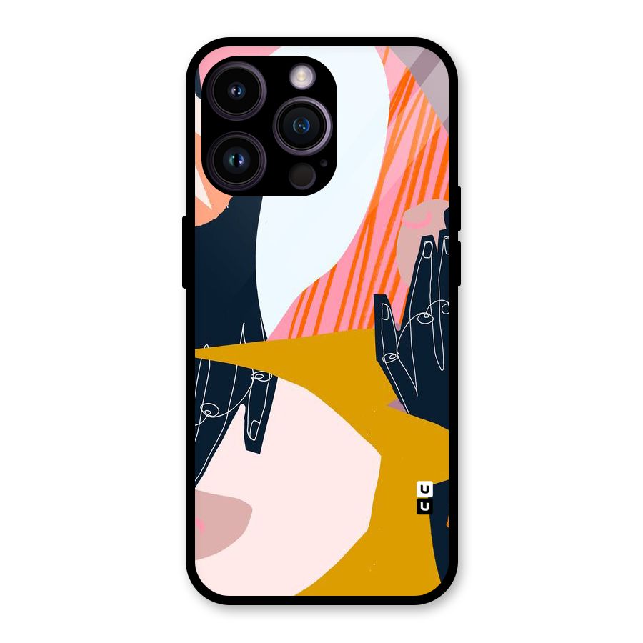 Abstract Hands Glass Back Case for iPhone 14 Pro Max