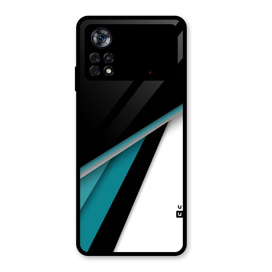 Abstract Lines Of Blue Glass Back Case for Poco X4 Pro 5G