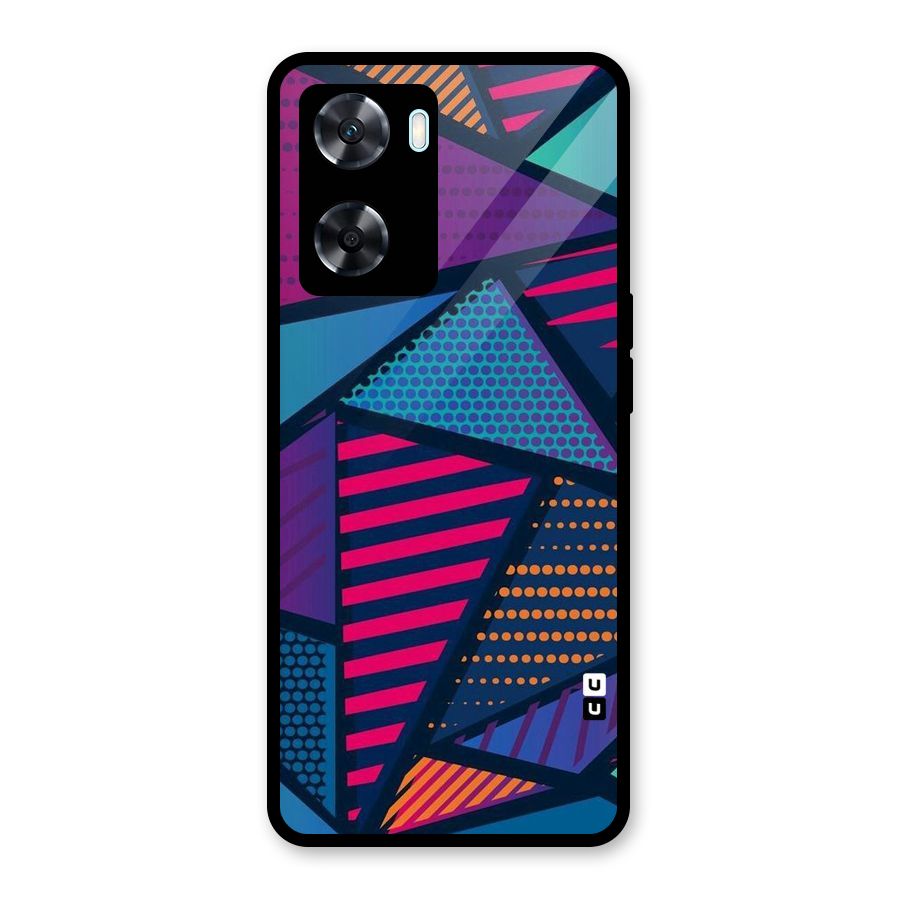 Abstract Lines Polka Glass Back Case for Oppo A77