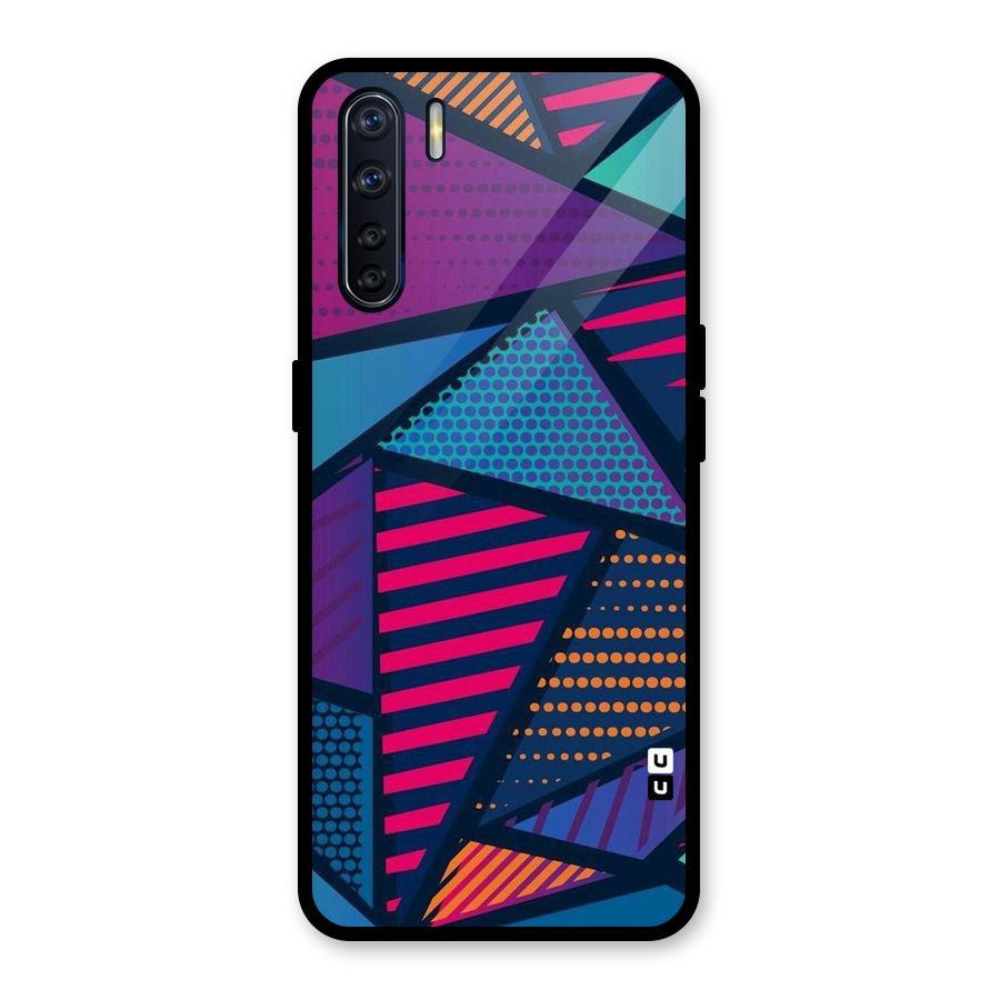 Abstract Lines Polka Glass Back Case for Oppo F15