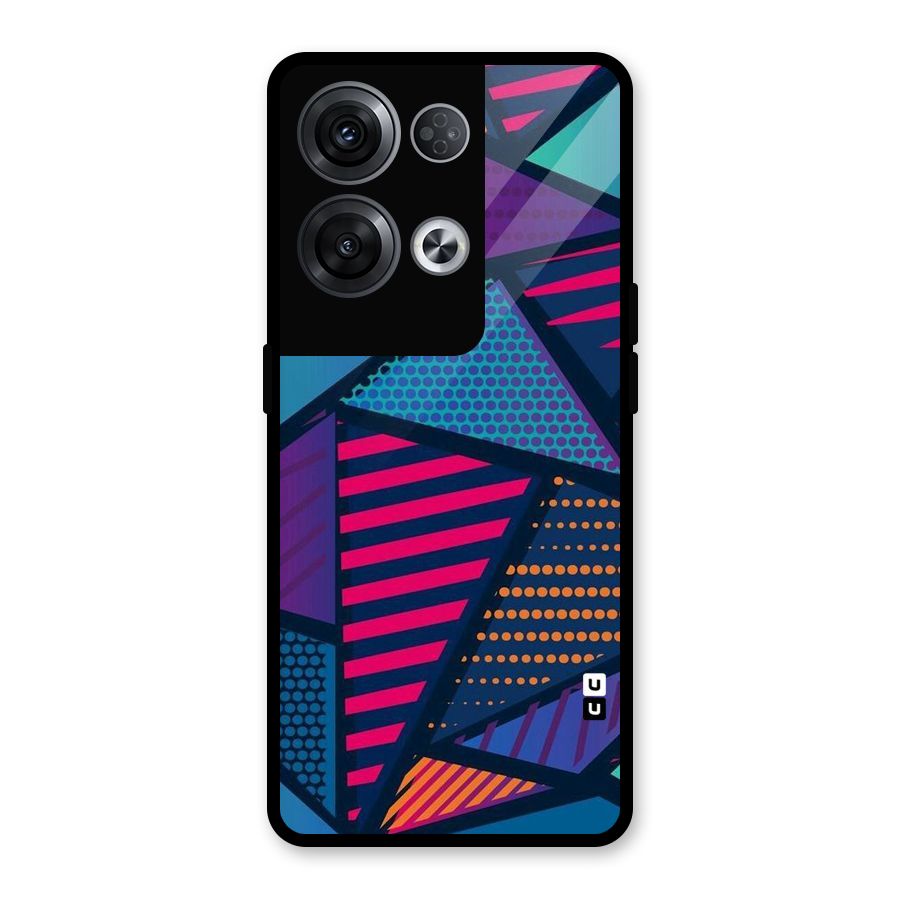 Abstract Lines Polka Glass Back Case for Oppo Reno8 Pro 5G