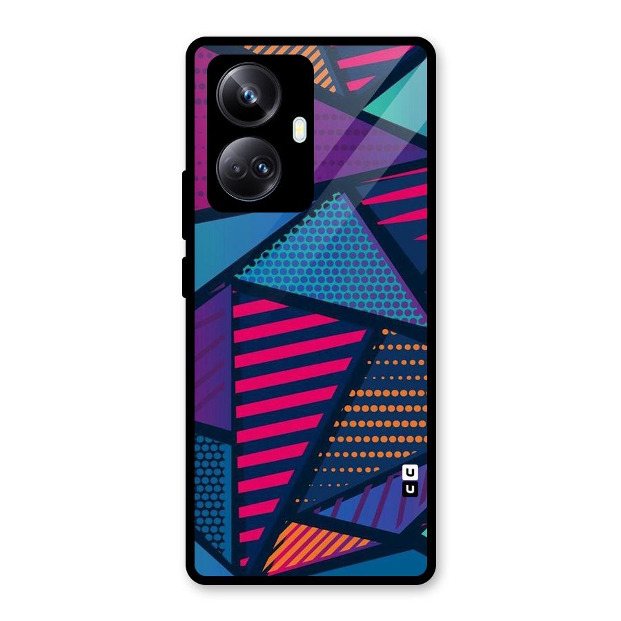 Abstract Lines Polka Glass Back Case for Realme 10 Pro Plus